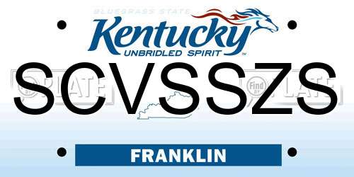 SCVSSZS Kentucky License Plate