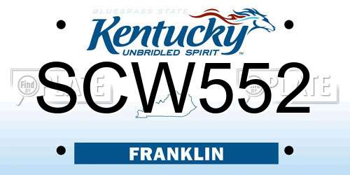 SCW552 Kentucky License Plate