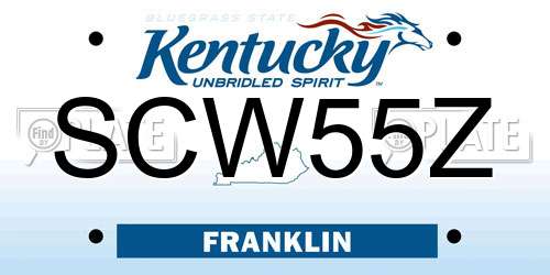 SCW55Z Kentucky License Plate