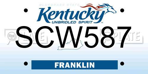 SCW587 Kentucky License Plate