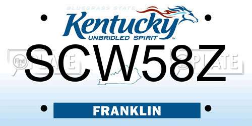 SCW58Z Kentucky License Plate