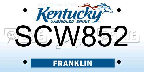SCW852 Kentucky License Plate