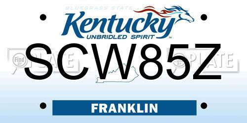 SCW85Z Kentucky License Plate