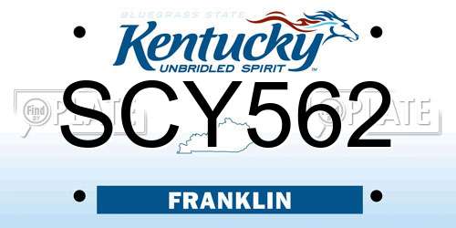 SCY562 Kentucky License Plate