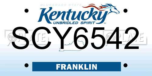 SCY6542 Kentucky License Plate