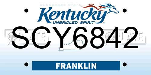 SCY6842 Kentucky License Plate