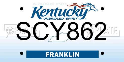 SCY862 Kentucky License Plate