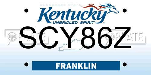 SCY86Z Kentucky License Plate