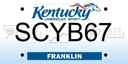 SCYB67 Kentucky License Plate