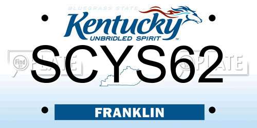 SCYS62 Kentucky License Plate