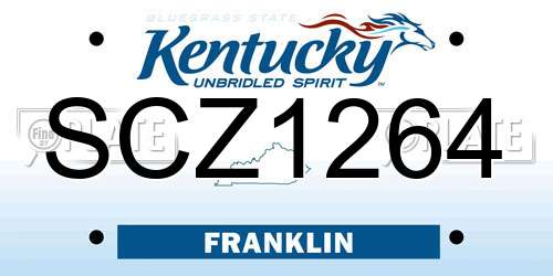 SCZ1264 Kentucky License Plate