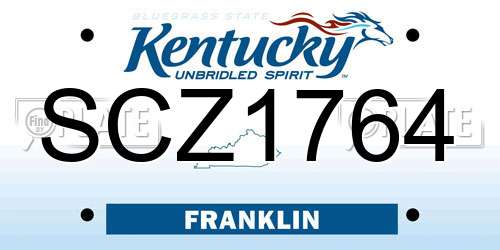 SCZ1764 Kentucky License Plate