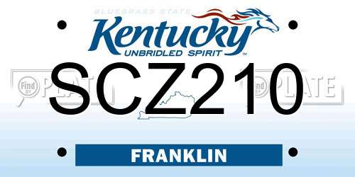 SCZ210 Kentucky License Plate