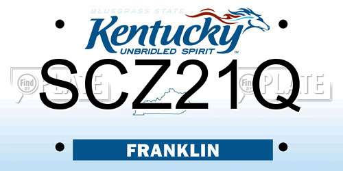 SCZ21Q Kentucky License Plate