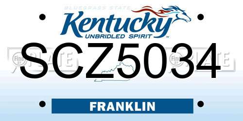 SCZ5034 Kentucky License Plate