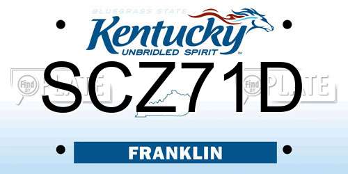 SCZ71D Kentucky License Plate