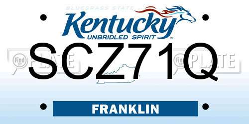 SCZ71Q Kentucky License Plate