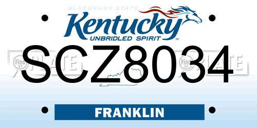 SCZ8034 Kentucky License Plate