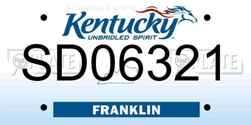 SD06321 Kentucky License Plate