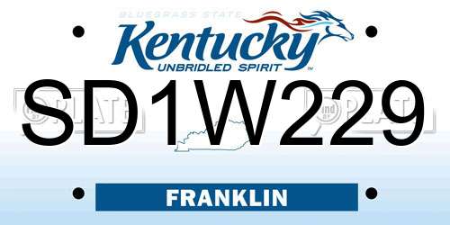 SD1W229 Kentucky License Plate