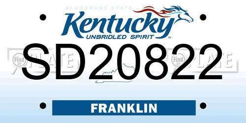 SD20822 Kentucky License Plate