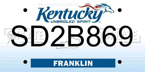 SD2B869 Kentucky License Plate