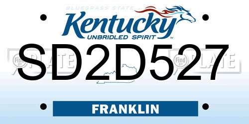SD2D527 Kentucky License Plate