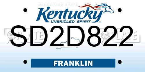 SD2D822 Kentucky License Plate