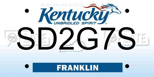 SD2G7S Kentucky License Plate