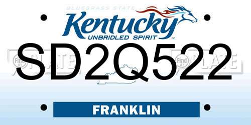 SD2Q522 Kentucky License Plate