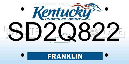 SD2Q822 Kentucky License Plate