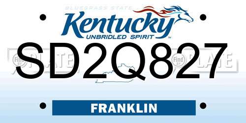 SD2Q827 Kentucky License Plate