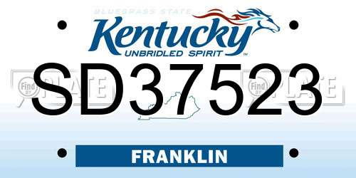 SD37523 Kentucky License Plate