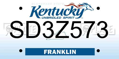 SD3Z573 Kentucky License Plate