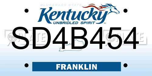 SD4B454 Kentucky License Plate