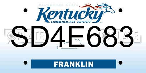 SD4E683 Kentucky License Plate