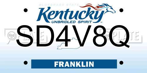 SD4V8Q Kentucky License Plate