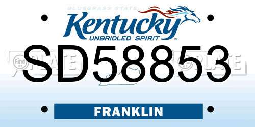 SD58853 Kentucky License Plate