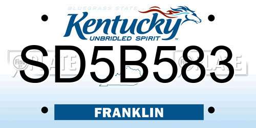 SD5B583 Kentucky License Plate
