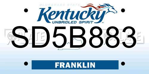 SD5B883 Kentucky License Plate
