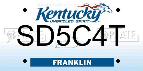SD5C4T Kentucky License Plate