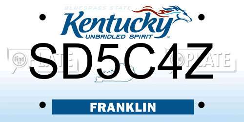 SD5C4Z Kentucky License Plate