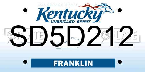 SD5D212 Kentucky License Plate