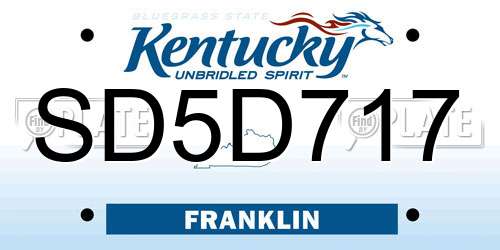 SD5D717 Kentucky License Plate