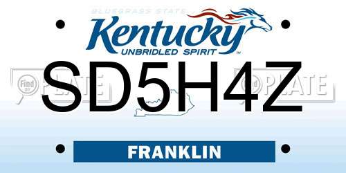SD5H4Z Kentucky License Plate
