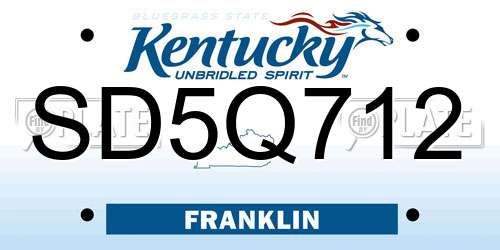 SD5Q712 Kentucky License Plate