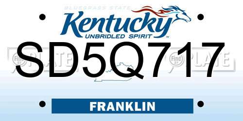 SD5Q717 Kentucky License Plate