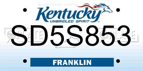 SD5S853 Kentucky License Plate
