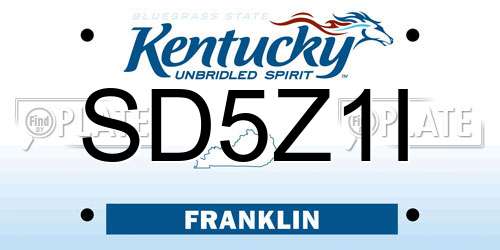 SD5Z1I Kentucky License Plate