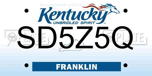 SD5Z5Q Kentucky License Plate